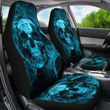 Set Of 2 Pcs Seat Cover Flaming Skull Gothic Car Seat Cover 172727 - YourCarButBetter
