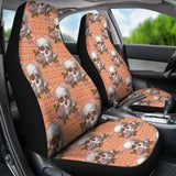 Set Of 2 Pcs Skull Floral Car Seat Covers 153908 - YourCarButBetter