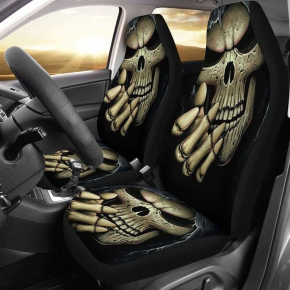 Set Of 2 Pcs Skull Gothic Car Seat Covers 172727 - YourCarButBetter