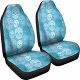 Set Of 2 Pcs - Skull Gothic Horror Flaming Fire Halloween Skull Car Seat Covers 101207 - YourCarButBetter
