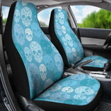Set Of 2 Pcs - Skull Gothic Horror Flaming Fire Halloween Skull Car Seat Covers 101207 - YourCarButBetter