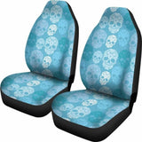 Set Of 2 Pcs - Skull Gothic Horror Flaming Fire Halloween Skull Car Seat Covers 101207 - YourCarButBetter