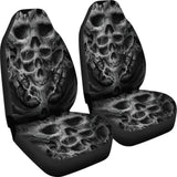 Set Of 2 Pcs - Skull Gothic Horror Flaming Fire Halloween Skull Car Seat Covers 172727 - YourCarButBetter