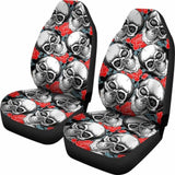 Set Of 2 Pcs - Skull Gothic Horror Flaming Fire Halloween Skull Car Seat Covers 172727 - YourCarButBetter