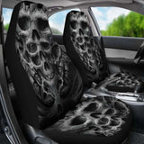 Set Of 2 Pcs - Skull Gothic Horror Flaming Fire Halloween Skull Car Seat Covers 172727 - YourCarButBetter