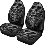 Set Of 2 Pcs - Skull Gothic Horror Flaming Fire Halloween Skull Car Seat Covers 172727 - YourCarButBetter