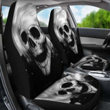 Set Of 2 Pcs - Skull Gothic Horror Grim Reaper Halloween Skull Car Seat Covers 172727 - YourCarButBetter