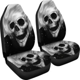 Set Of 2 Pcs - Skull Gothic Horror Grim Reaper Halloween Skull Car Seat Covers 172727 - YourCarButBetter