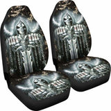 Set Of 2 Pcs - Skull Gothic Horror Halloween Skull Car Seat Covers 172727 - YourCarButBetter