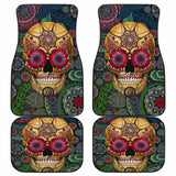 Set Of 2 Pcs Sugar Skull Car Mats 101207 - YourCarButBetter