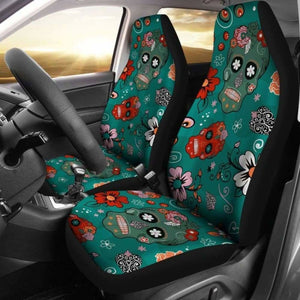 Set Of 2 Pcs Sugar Skull Car Seat Covers 101207 - YourCarButBetter