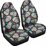 Set Of 2 Pcs - Sugar Skull Car Seat Covers 101207 - YourCarButBetter