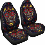 Set Of 2 Pcs Sugar Skull Car Seat Covers 101207 - YourCarButBetter