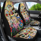 Set Of 2 Pcs Sugar Skull Car Seat Covers 101207 - YourCarButBetter