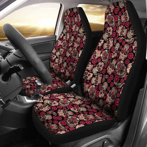 Set Of 2 Pcs Sugar Skull Car Seat Covers 101207 - YourCarButBetter