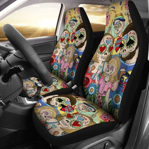 Set Of 2 Pcs Sugar Skull Car Seat Covers 101207 - YourCarButBetter