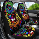 Set Of 2 Pcs Sugar Skull Car Seat Covers 101207 - YourCarButBetter