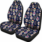 Set Of 2 Pcs Sugar Skull Day Of The Dead Car Seat Covers 101207 - YourCarButBetter