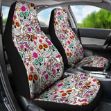 Set Of 2 Pcs - Sugar Skull Day Of The Dead Car Seat Covers 101207 - YourCarButBetter