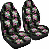 Set Of 2 Pcs Sugar Skull Floral Car Seat Cover 101207 - YourCarButBetter