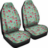 Set Of 2 Pcs - Sugar Skulls - Day Of The Dead Car Seat Covers 101207 - YourCarButBetter