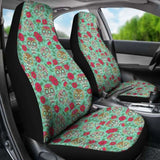 Set Of 2 Pcs - Sugar Skulls - Day Of The Dead Car Seat Covers 101207 - YourCarButBetter