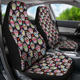 Set Of 2 Pcs - Sugar Skulls - Day Of The Dead Car Seat Covers 101207 - YourCarButBetter