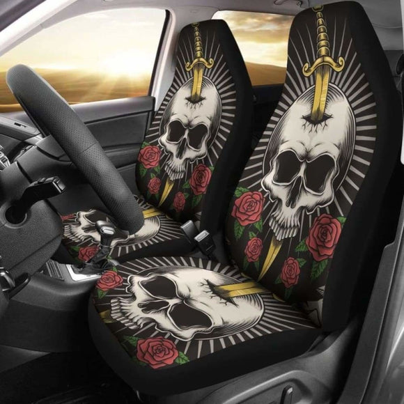 Set Of 2 Pcs Sword Skull Car Seat Covers 101207 - YourCarButBetter