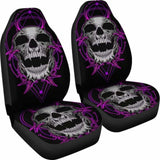 Set Of 2 Purple Skull Gothic Sugar Skull Seat Covers 172727 - YourCarButBetter