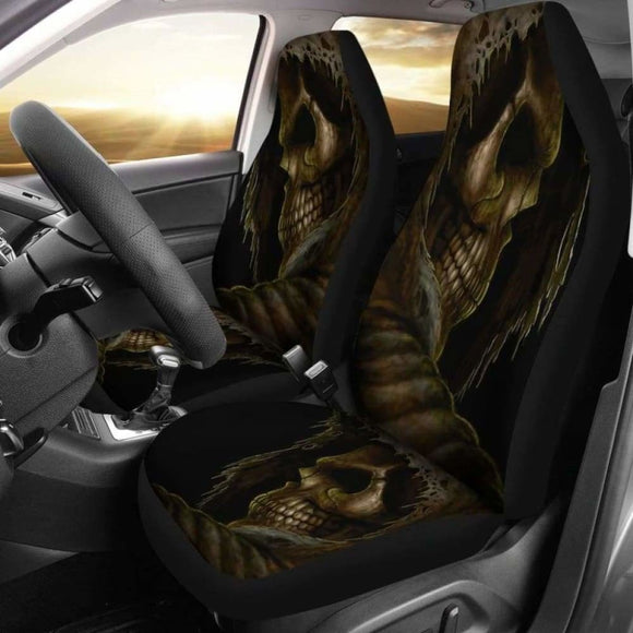 Set Of 2 Skull Car Seat Covers 101207 - YourCarButBetter