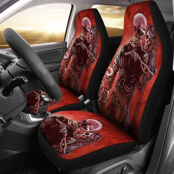 Set Of 2 Skull Gothic Car Seat Covers 101207 - YourCarButBetter