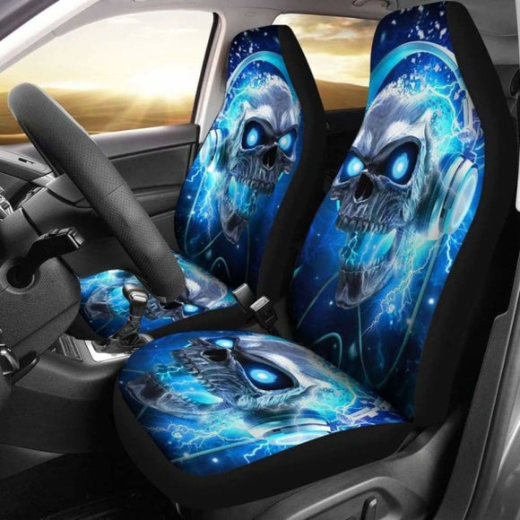 Set Of 2 Skull Gothic Skull Car Seat Covers 101207 - YourCarButBetter