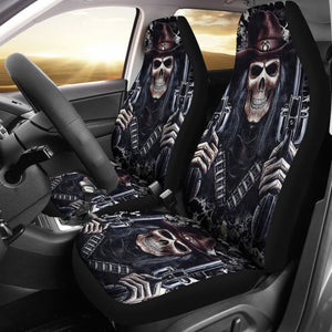 Set Of 2 Skull Gothic Car Seat Covers 101819 - YourCarButBetter