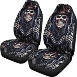 Set Of 2 Skull Gothic Car Seat Covers 101819 - YourCarButBetter