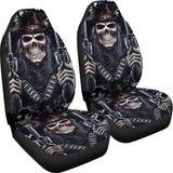 Set Of 2 Skull Gothic Car Seat Covers 101819 - YourCarButBetter