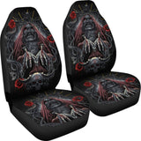 Set Of 2 Skull Gothic Car Seat Covers 101819 - YourCarButBetter
