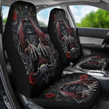 Set Of 2 Skull Gothic Car Seat Covers 101819 - YourCarButBetter