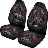 Set Of 2 Skull Gothic Car Seat Covers 101819 - YourCarButBetter