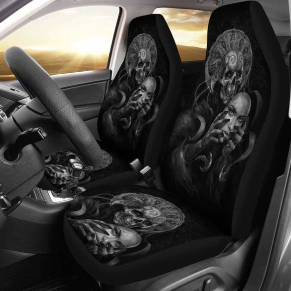 Set Of 2 Skull Gothic Car Seat Covers 172727 - YourCarButBetter