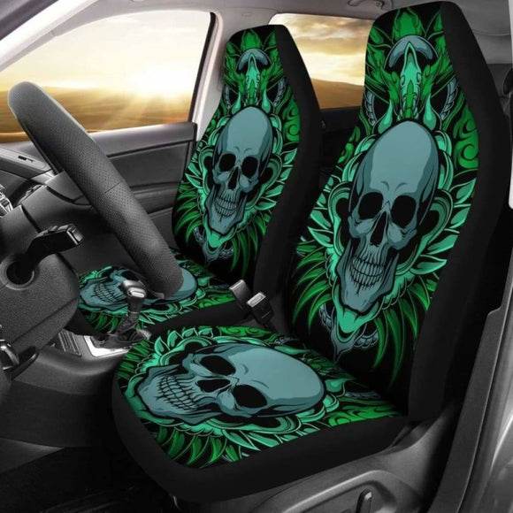 Set Of 2 Skull Gothic Grim Reaper Car Seat Covers 172727 - YourCarButBetter
