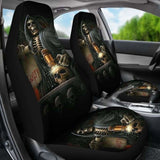 Set Of 2 Skull Grim Reaper Gothic Car Seat Covers 172727 - YourCarButBetter