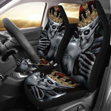 Set Of 2 Skull King Queen Skull Car Seat Covers 101207 - YourCarButBetter