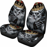 Set Of 2 Skull King Queen Skull Car Seat Covers 101207 - YourCarButBetter