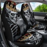 Set Of 2 Skull King Queen Skull Car Seat Covers 101207 - YourCarButBetter