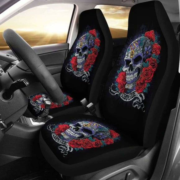 Set Of 2 Skulls Car Seat Covers 101207 - YourCarButBetter