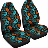 Set Of 2 - Sugar Skull Car Seat Cover Day Of The Dead 101207 - YourCarButBetter