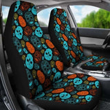 Set Of 2 - Sugar Skull Car Seat Cover Day Of The Dead 101207 - YourCarButBetter