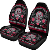 Set Of 2 Sugar Skull Car Seat Cover Day Of The Dead 101819 - YourCarButBetter