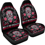 Set Of 2 Sugar Skull Car Seat Cover Day Of The Dead 101819 - YourCarButBetter