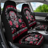 Set Of 2 Sugar Skull Car Seat Cover Day Of The Dead 101819 - YourCarButBetter